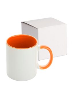 Cana personalizata, cu maner si interior portocaliu